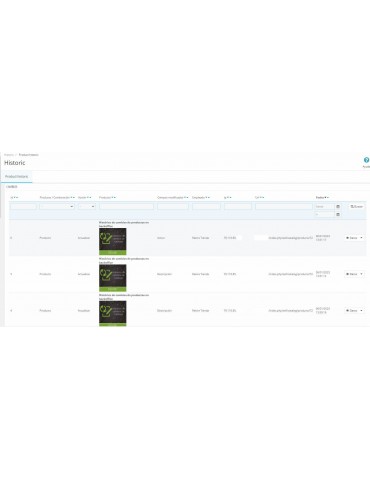 Módulo histórico de cambios de productos en backoffice 2